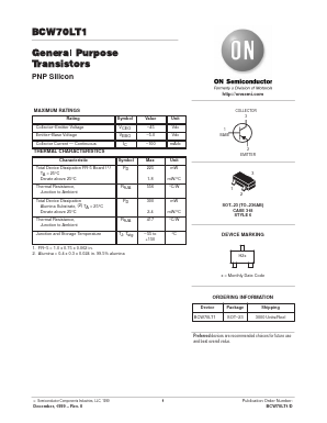 BCW70LT1 Datasheet PDF ON Semiconductor