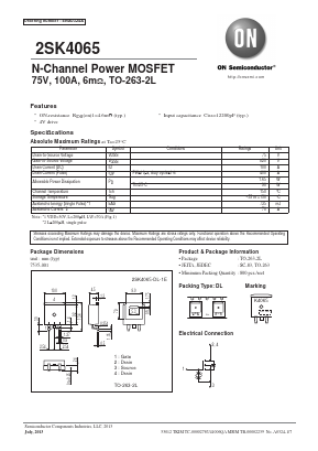 2SK4065-DL-1E Datasheet PDF ON Semiconductor