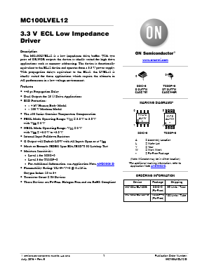 MC100LVEL12DTG Datasheet PDF ON Semiconductor