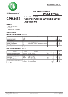 CPH3453 Datasheet PDF ON Semiconductor
