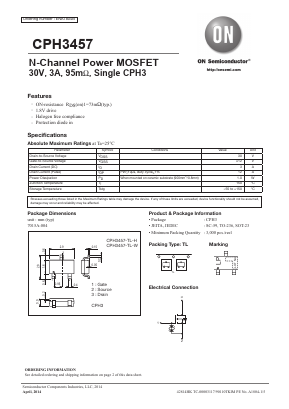 CPH3457-TL-H Datasheet PDF ON Semiconductor