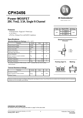 CPH3456-TL-H Datasheet PDF ON Semiconductor