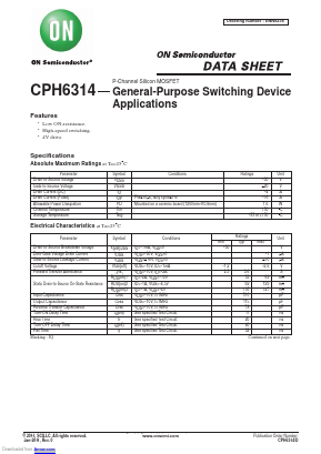 CPH6314 Datasheet PDF ON Semiconductor