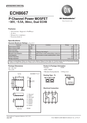 ECH8667 Datasheet PDF ON Semiconductor