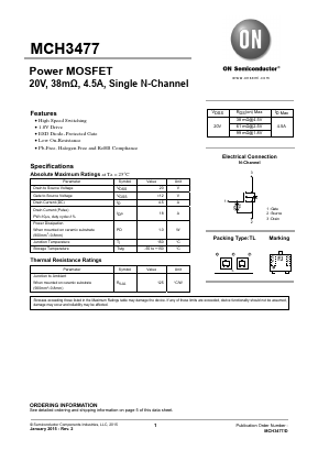 MCH3477-TL-H Datasheet PDF ON Semiconductor