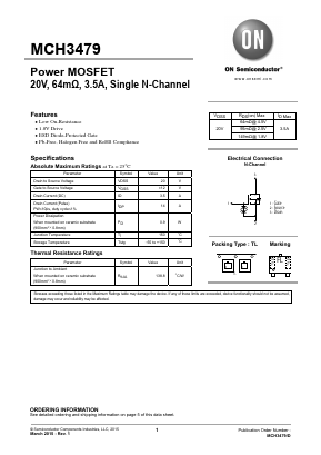 MCH3479 Datasheet PDF ON Semiconductor