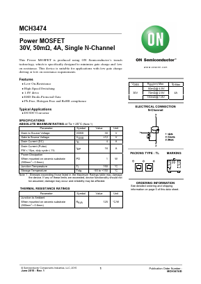 MCH3474-TL-W Datasheet PDF ON Semiconductor