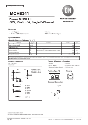 MCH6341-TL-E Datasheet PDF ON Semiconductor