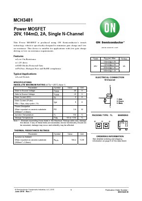 MCH3481-TL-H Datasheet PDF ON Semiconductor