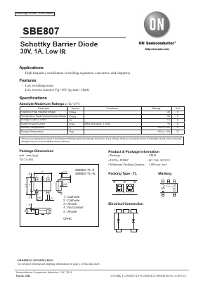 SBE807-TL-W Datasheet PDF ON Semiconductor