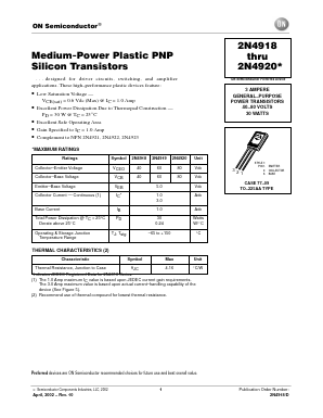 2N4918 Datasheet PDF ON Semiconductor