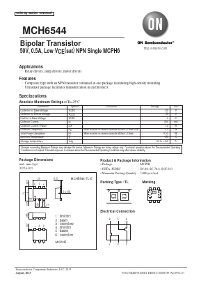 MCH6544 Datasheet PDF ON Semiconductor