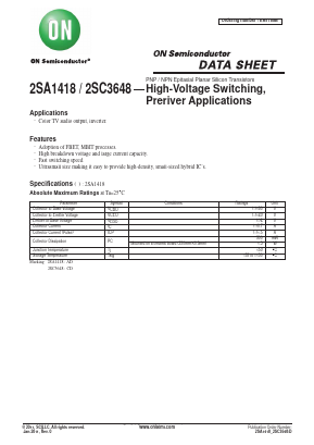 A1418 Datasheet PDF ON Semiconductor