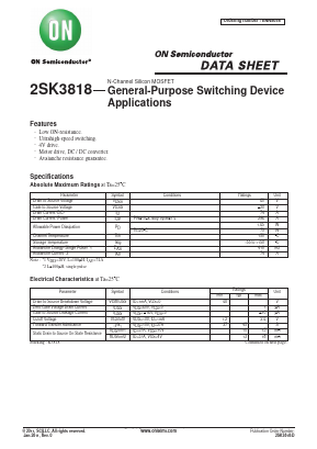 2SK3818 Datasheet PDF ON Semiconductor