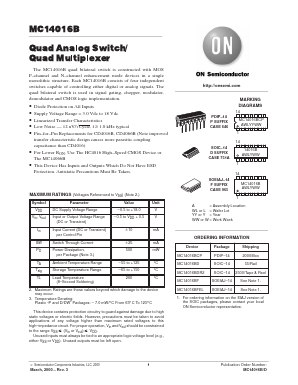 MC14016BD Datasheet PDF ON Semiconductor