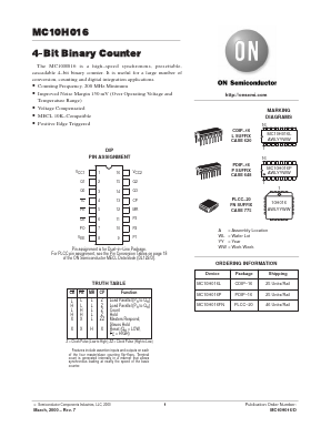 MC10H016L Datasheet PDF ON Semiconductor