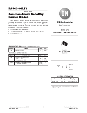 BAS40-06LT1 Datasheet PDF ON Semiconductor