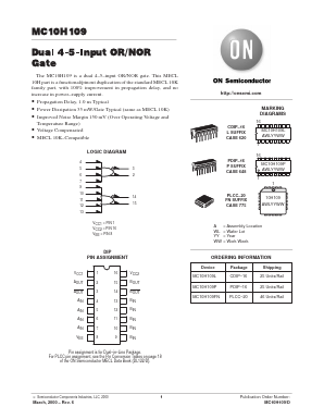 MC10H109 Datasheet PDF ON Semiconductor