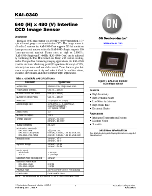 KAI-0340-AAA-CP-AE-SINGLE Datasheet PDF ON Semiconductor