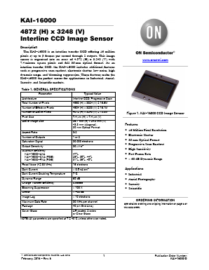 KAI-16000-FXA Datasheet PDF ON Semiconductor