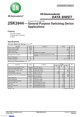 2SK3944 Datasheet PDF ON Semiconductor