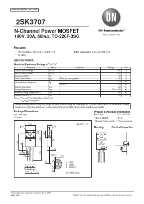 K3707 Datasheet PDF ON Semiconductor