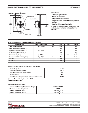 OD-663-850 Datasheet PDF OptoDiode Corp