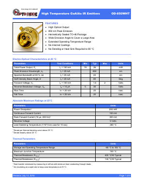 OD-850WHT Datasheet PDF OptoDiode Corp