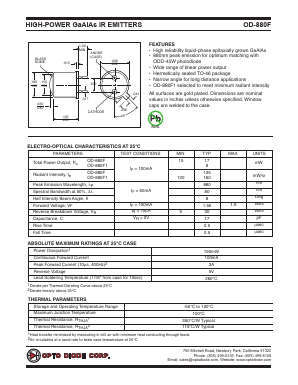 OD-880F Datasheet PDF OptoDiode Corp
