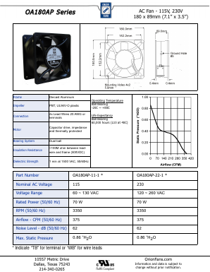 OA180AP-22-1 Datasheet PDF ORION FANS