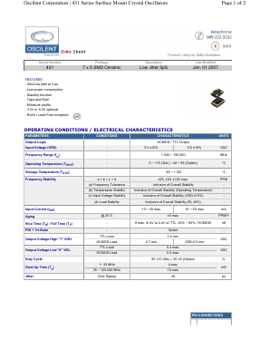 431-12.0M-5DC-TNC Datasheet PDF Oscilent Corporation