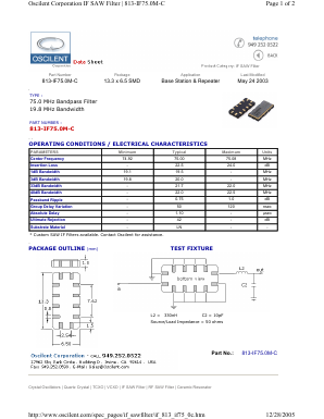 813-IF75.0M-C Datasheet PDF Oscilent Corporation