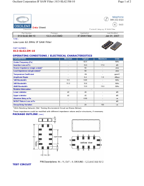 813-SL62.5M-10 Datasheet PDF Oscilent Corporation