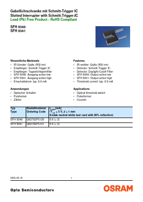 SFH9340 Datasheet PDF OSRAM GmbH