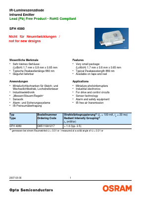 SFH4080 Datasheet PDF OSRAM GmbH