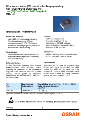 SFH4257 Datasheet PDF OSRAM GmbH