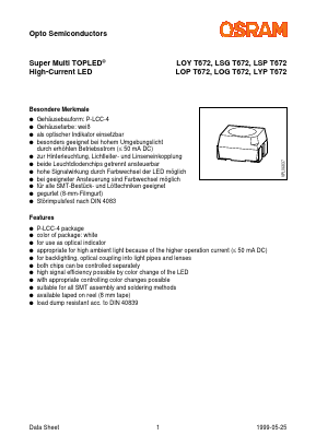 Q62703-Q2874 Datasheet PDF OSRAM GmbH