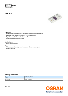 SFH-7070 Datasheet PDF OSRAM GmbH
