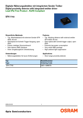 SFH-7743 Datasheet PDF OSRAM GmbH