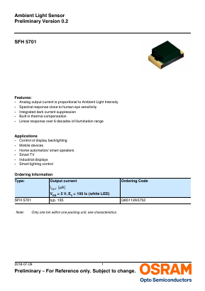 SFH-5701 Datasheet PDF OSRAM GmbH