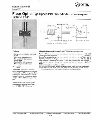 OPF481 Datasheet PDF Optek Technology
