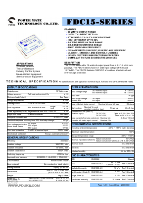 FDC15-24S12 Datasheet PDF Power Mate Technology