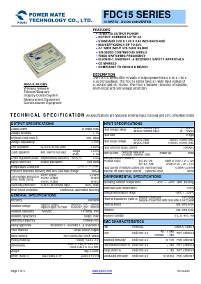 FDC15-24S05 Datasheet PDF Power Mate Technology