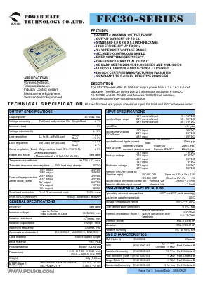 FEC30-48S12 Datasheet PDF Power Mate Technology