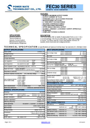 FEC30-48S12 Datasheet PDF Power Mate Technology