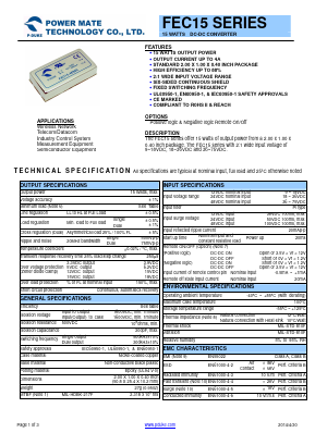 FEC15-24D05-P Datasheet PDF Power Mate Technology