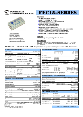 FEC15-12XXX Datasheet PDF Power Mate Technology