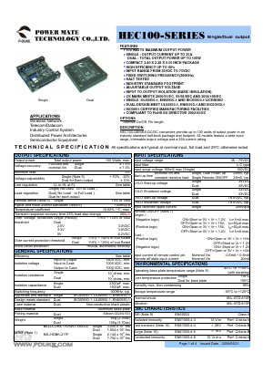 HEC100-48D3305 Datasheet PDF Power Mate Technology