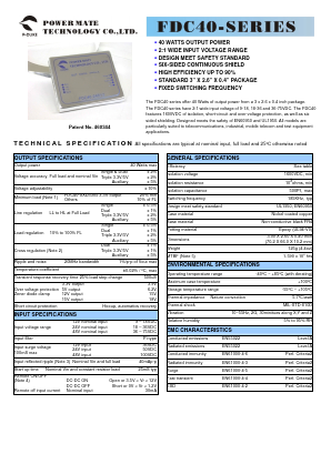 FDC40-12D05 Datasheet PDF Power Mate Technology