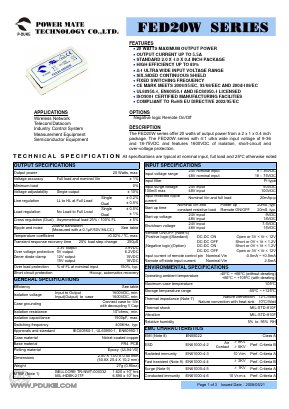 FED20-48D05W Datasheet PDF Power Mate Technology